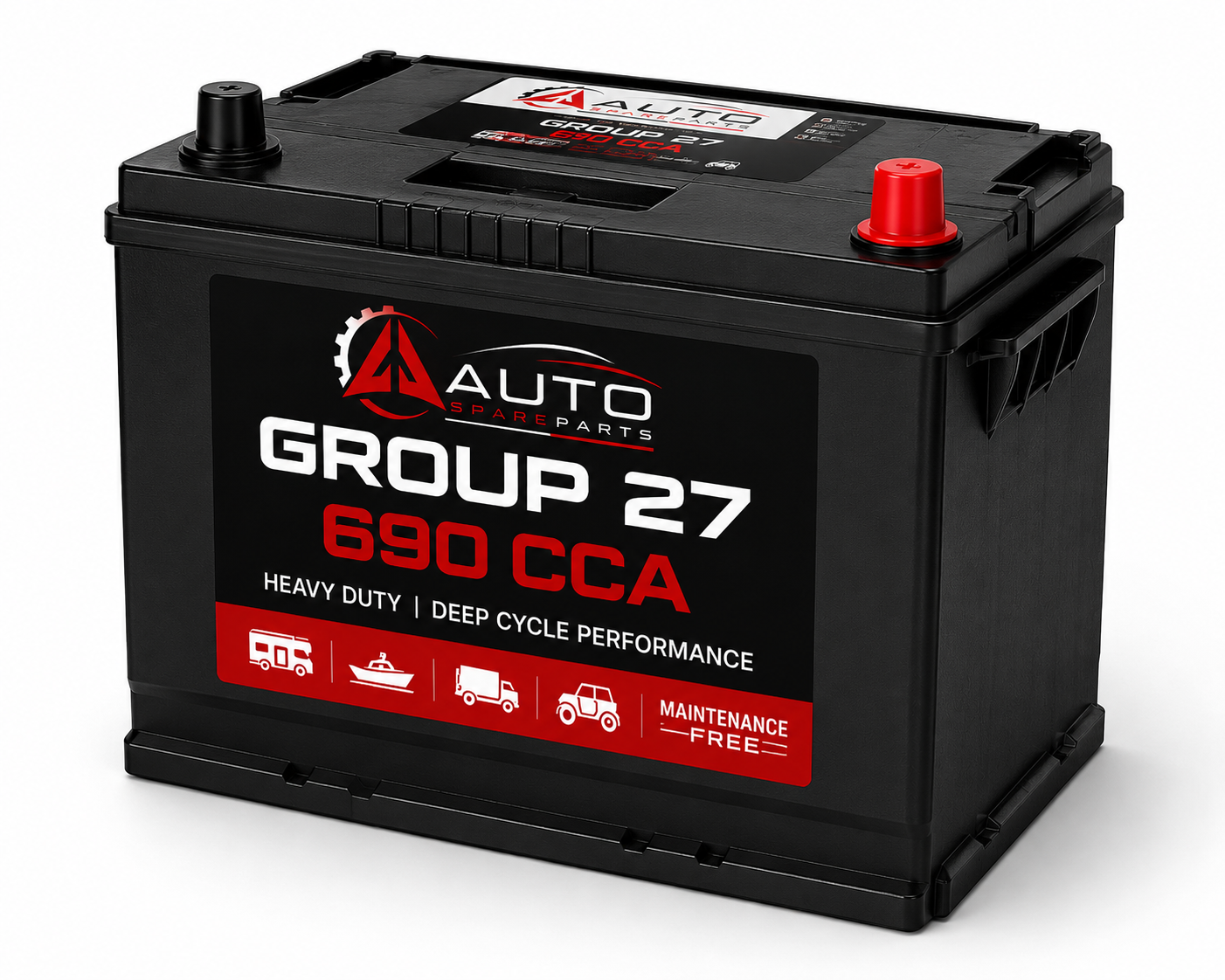 Group 27 Battery — 690 CCA — Heavy Accessory & RV Use