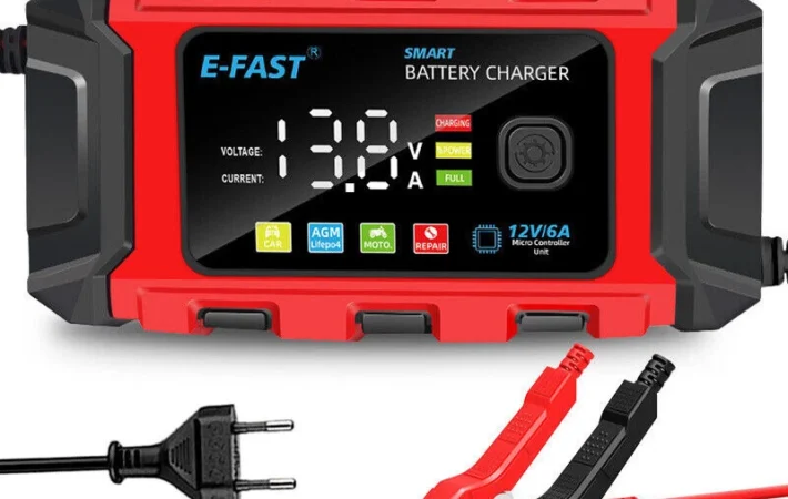 Smart Battery Charger & Maintainer — 12V, 6A, Automatic